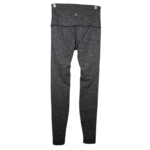 Lululemon Wunder Under Leggings (Hi- Rise) Black & Grey Herringbone Size 6 - Picture 3 of 15